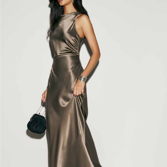 Reformation Anaiis Silk Dress MOREL New With Tags - Picture 2 of 8